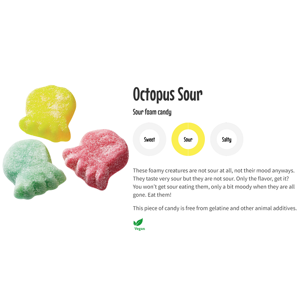 Bubs Sour Octopus Vegan 200g