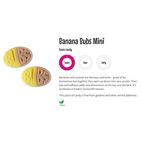 Bubs Banana and Caramel Mini Ovals 100g